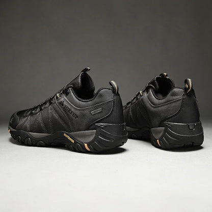 HIKEUP Four-Season Men's Hiking Shoes Outdoor Sports Genuine Leather Wear-Resistant Climbing Shoes Rubber Sole Trekking Sneaker