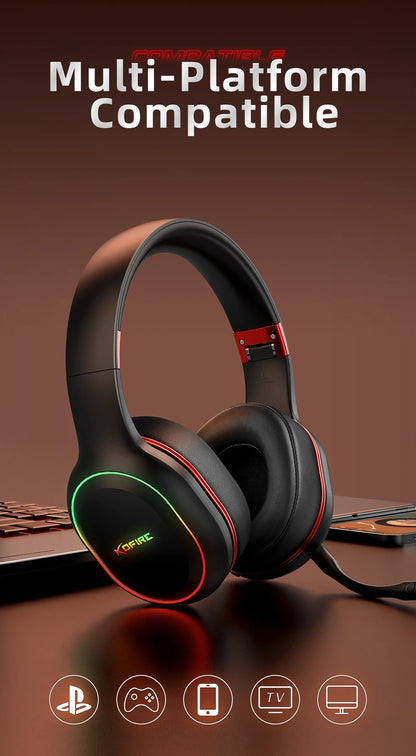 Kofire UG-05 Gaming Headphones 2.4G BT5.0 Wireless Headset With Mic RBG Light Vibration Bluetooth Earphone For PS4 PS5 PC Switch