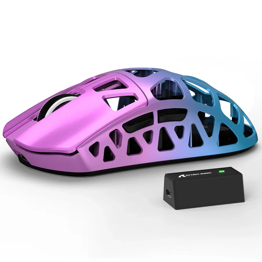 ATTACK SHARK R3 Gaming-Maus aus Magnesiumlegierung 8K SUPERLIGHT 8000Hz 6 einstellbare DPI-Stufen bis zu 26000 PAW3395 BT/2.4G kabellos/kabelgebunden