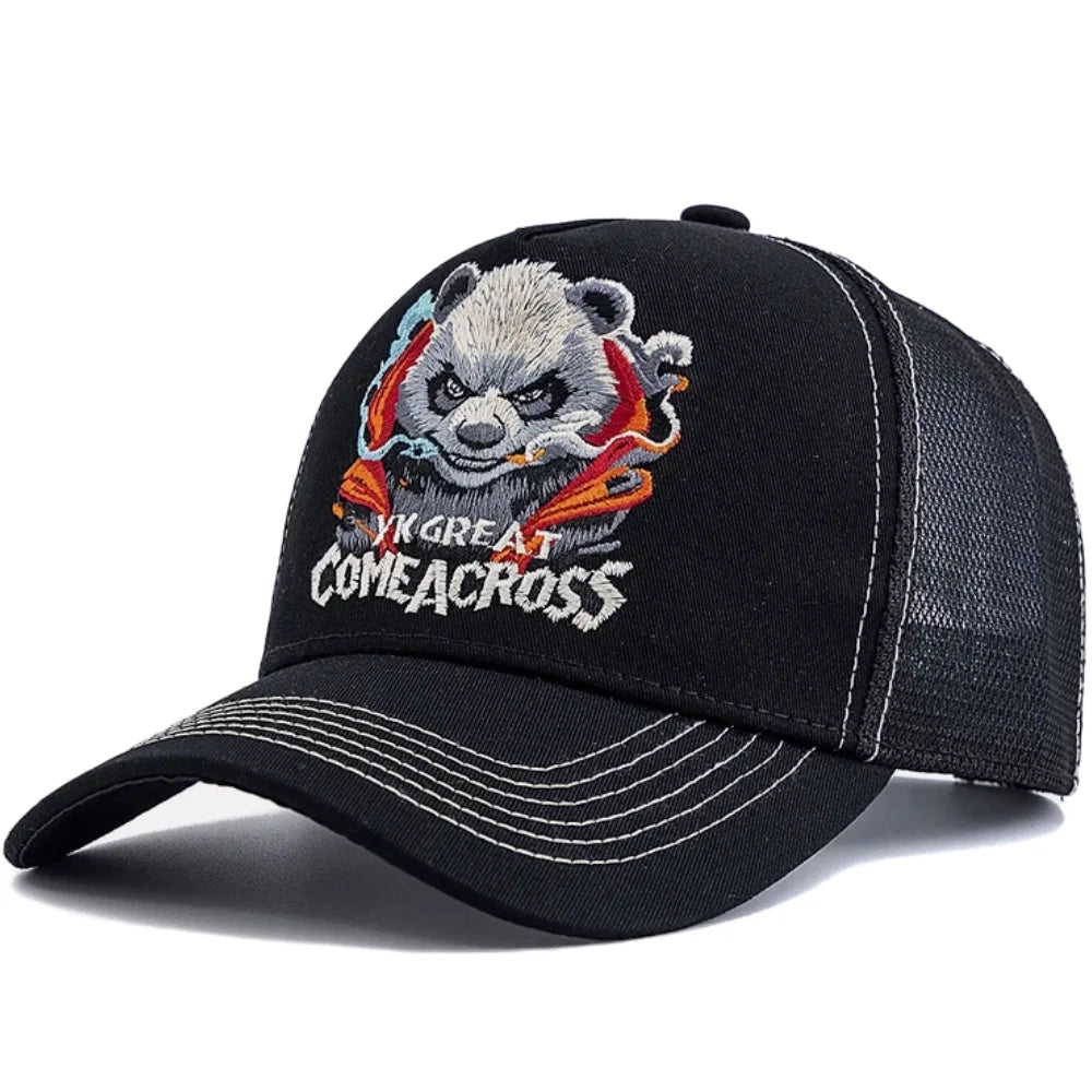 New Style Unisex Cool Panda Embroidered Baseball Cap Chic Trucker Hats For Men Women Breathable Streetwear Summer Outdoor Hat