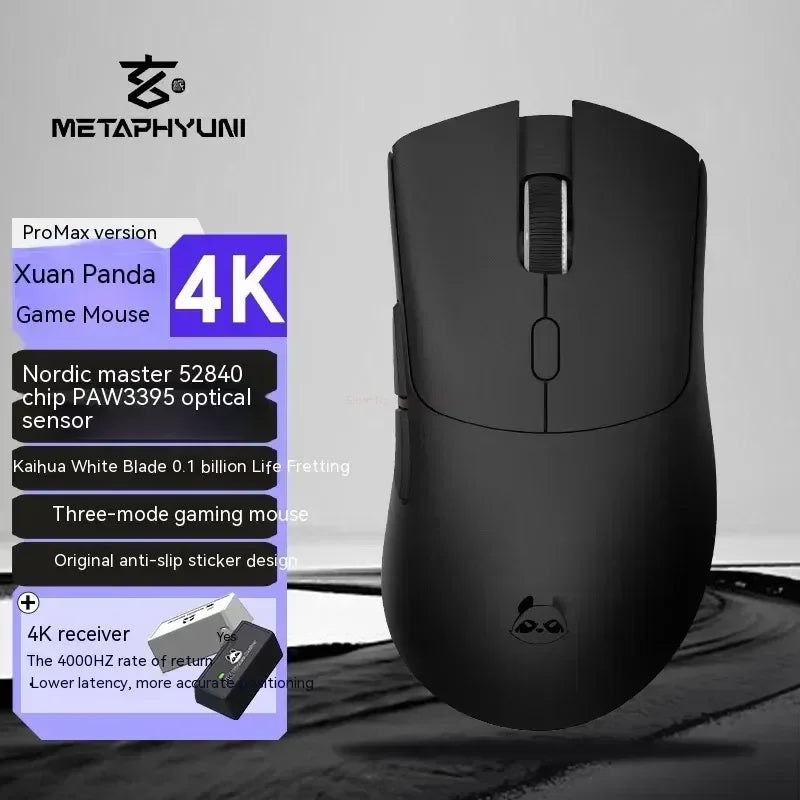 Metaphyuni Metapanda P1 belaidė pelė P1 Pro Max Paw3395L, mažos delsos, lengva e. sporto žaidimų pelė, ergonomiška, PC žaidėjui skirta dovana