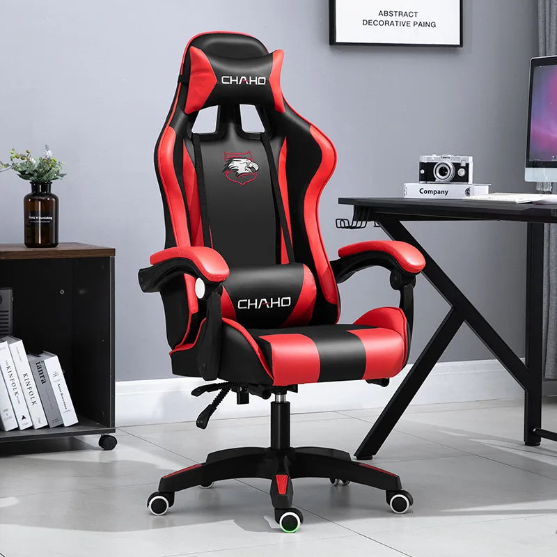 Ergonomic PU Leather Gaming Chair with Adjustable Height, Reclining Computer Chair, Swivel Office Chair for Home Office, Gaming & Study