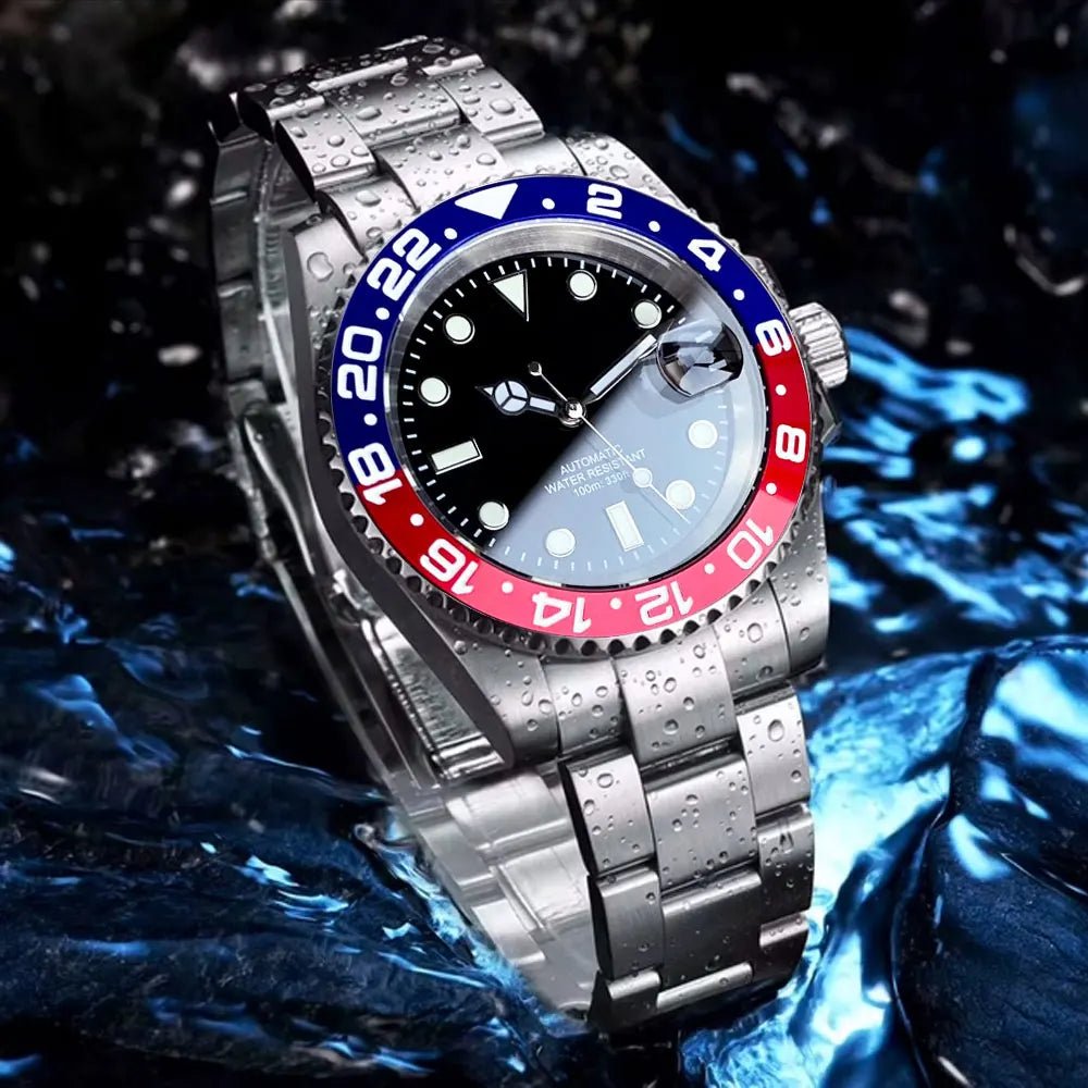 Reloj automático para hombre Miyota8215 resistente al agua 200m, reloj de buceo 40mm, movimiento mecánico, luminoso, correa Jubilee y hebilla Glide Lock