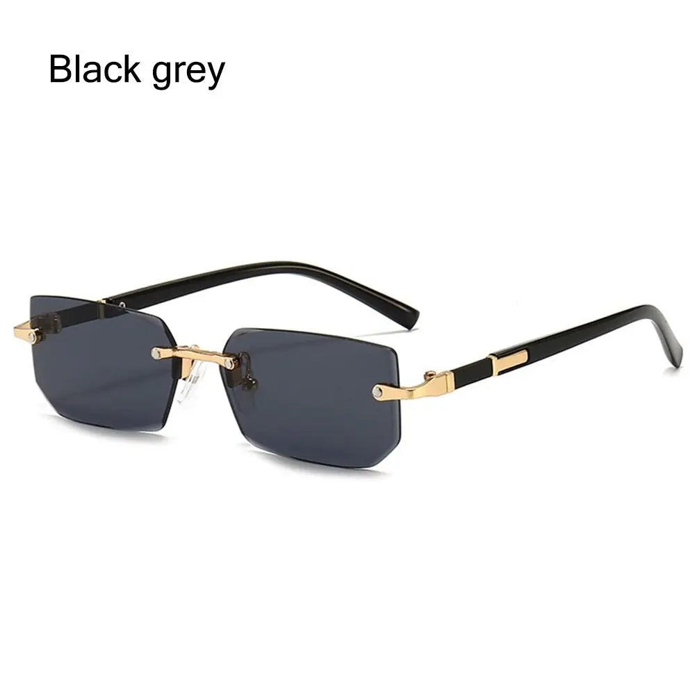 Retro UV400 Protection Rimless Rectangle Sunglasses Y2K Shades Frameless Sun Glasses for Women & Men