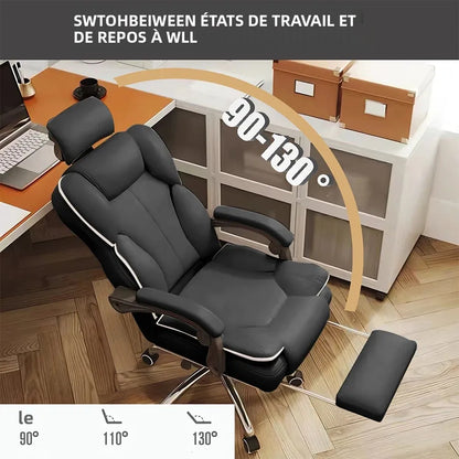Ergonomic Office Chair High Back with Adjustable Lumbar Support, Reclining Desk Chair with Retractable Footrest, Comfortable Home Office Chair