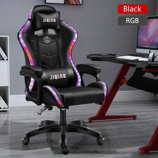Ergonomic Gaming Chair with Massage Function, RGB Light Swivel Recliner Office Chair, Adjustable High Quality Computer Gamer Chair