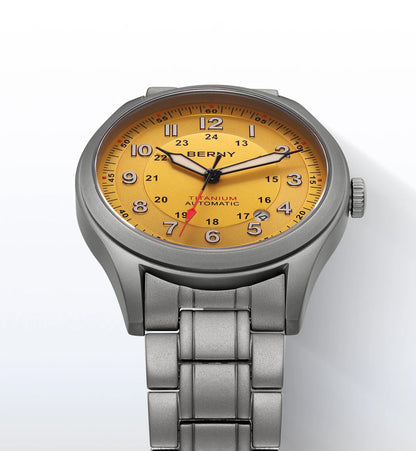 BERNY Full Titanium Automatic Watches for Men Super Luminous Sapphire Mechanical Field Watch Date 10ATM Sports Easy Read