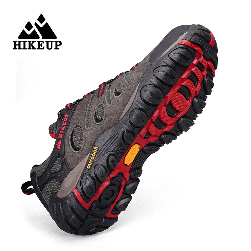 HIKEUP Hiking Shoes Mens Winter Climbing Trekking Sneakers for Men Leather Breathable Outdoor Anti-skid Sports Work Man Shoes
