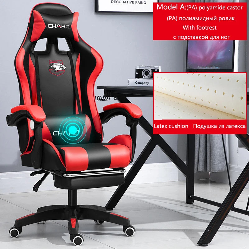 Ergonomic PU Leather Gaming Chair with Adjustable Height, Reclining Computer Chair, Swivel Office Chair for Home Office, Gaming & Study
