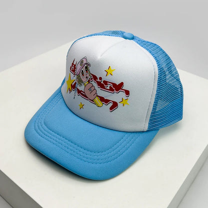 American Style Cruise Printed Anime New Letter Mesh Trucker Caps Sunshade Breathable Baseball Hats Men Women Versatile Fashion