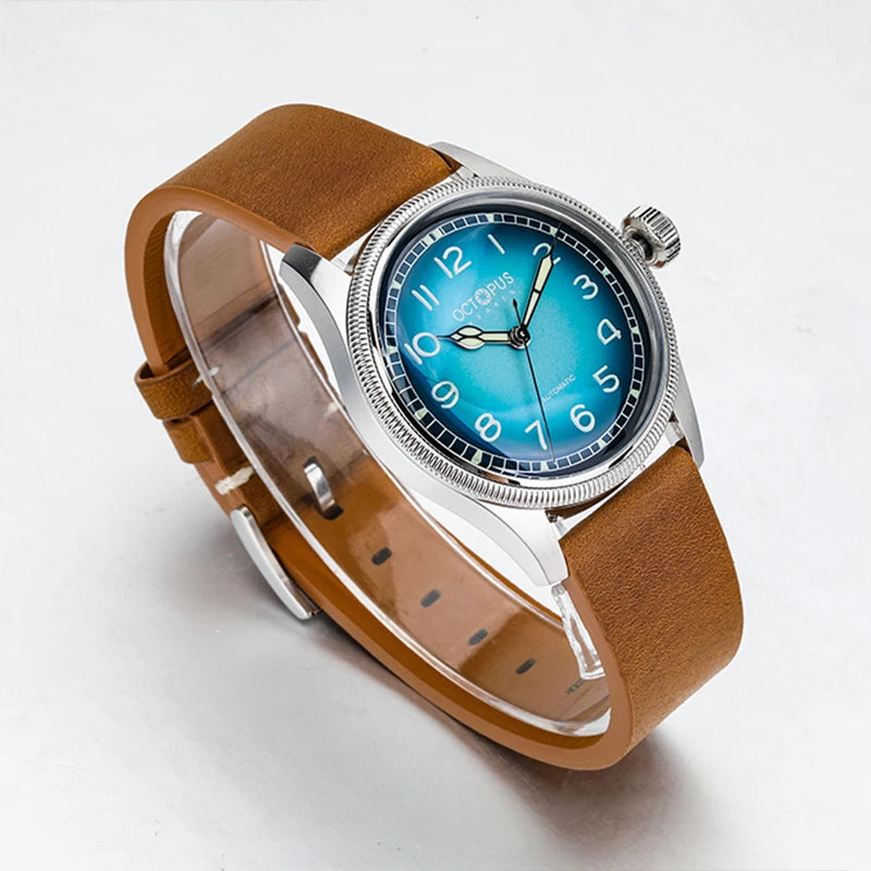 Octopus Kraken 38mm Pilot Watch Retro Stainless Steel PT5000 Movement Automatic Mechanical Wristwatch Luminous Dive Watch Man