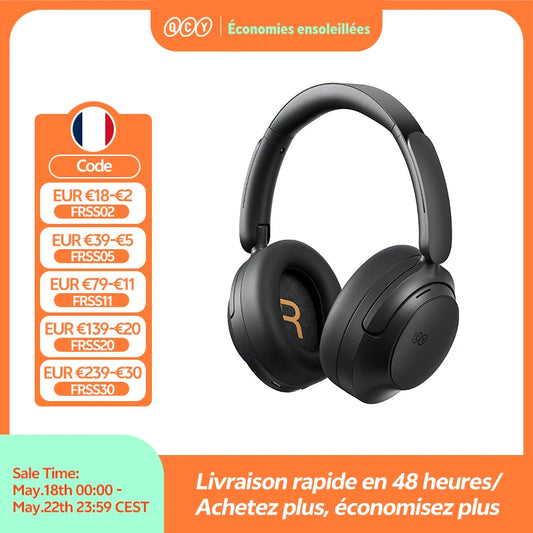 Cuffie Bluetooth 6.0 Over-Ear QCY H3S con ANC adattivo -56dB – Headset wireless Hi-Res LDAC, batteria 102H, audio spaziale Dual Driver