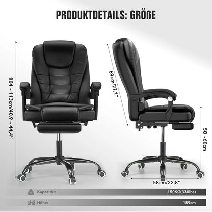 Ergonomic office chair with massage function, executive chair desk chair with armrests headrest footrest computer chair Black