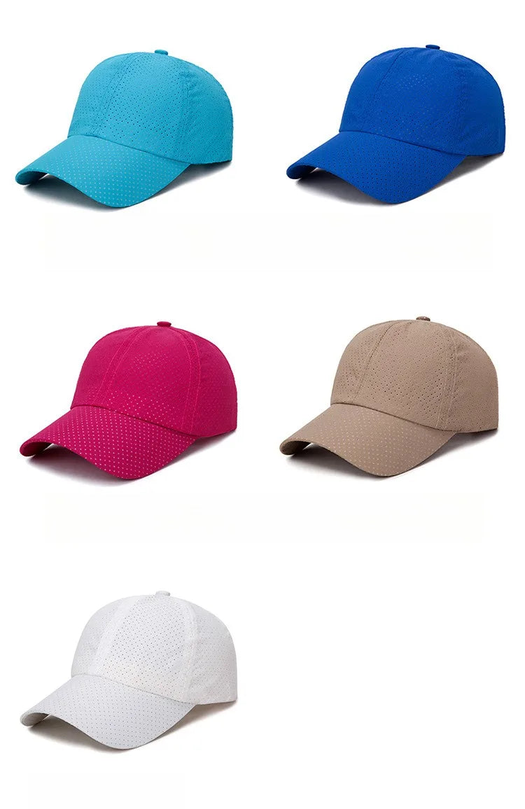 New Women Men Quick-Drying Spring Summer Baseball Cap Solid Breathable Snapback Hat Casual Fishing Sun Cap Hat For Women Men