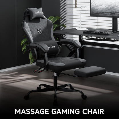 SUKIDA Gaming Chair Ergonomic High Back Computer Chair with Footrest, Reclining Office Chair with Adjustable Height, Comfortable Racing Style Desk Chair