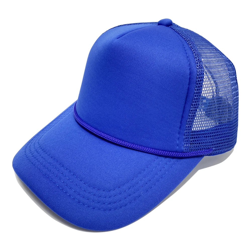 5 panel Trucker Caps Men Women Plain Blank Foam Mesh Baseball Cap With Rope Summer Breathable Outdoor Sport Sun Visor Hats
