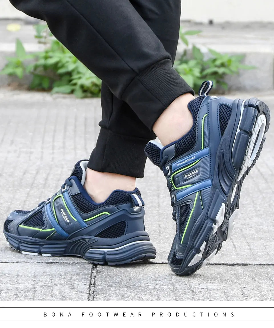 BONA 2023 New Designers Light Running Jogging Mesh Shoes Breathable Comfortable Men Sneakers Casual Outdoor Sport Shoes Man Mesh