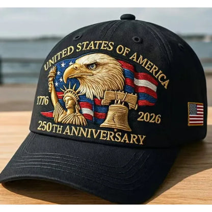1pc United States 250th Anniversary Baseball Caps for Women,Washed Retro Design,Handmade Embroidery Hat for Parties,Adjustable