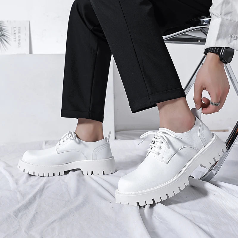 White Lace-up Oxford Shoe Men Fashion Men's Leather Sneakers Breathable Casual Loafers Shoes Mens Designer Men Comfortable Shoes