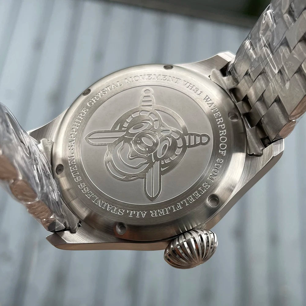 STEELFLIER Official SF743 Pilot VH31 Quartz Movement Big Onion Crown 200M Waterproof Sapphire Crystal Luxury Dive Luminous Watch