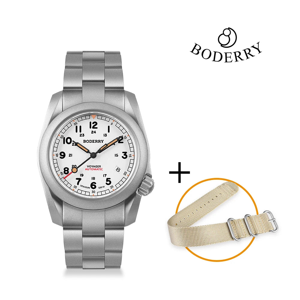 Boderry Field Watches Bronze Case Automatic Mechanical VOYAGER Watch Men's 100M Waterproof Clock Military Top Brand Wristwatch