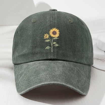 Gorra de béisbol tipo «dad hat» con estampado retro de girasoles, ideal para deportes al aire libre, pesca y acampada, gorra de senderismo