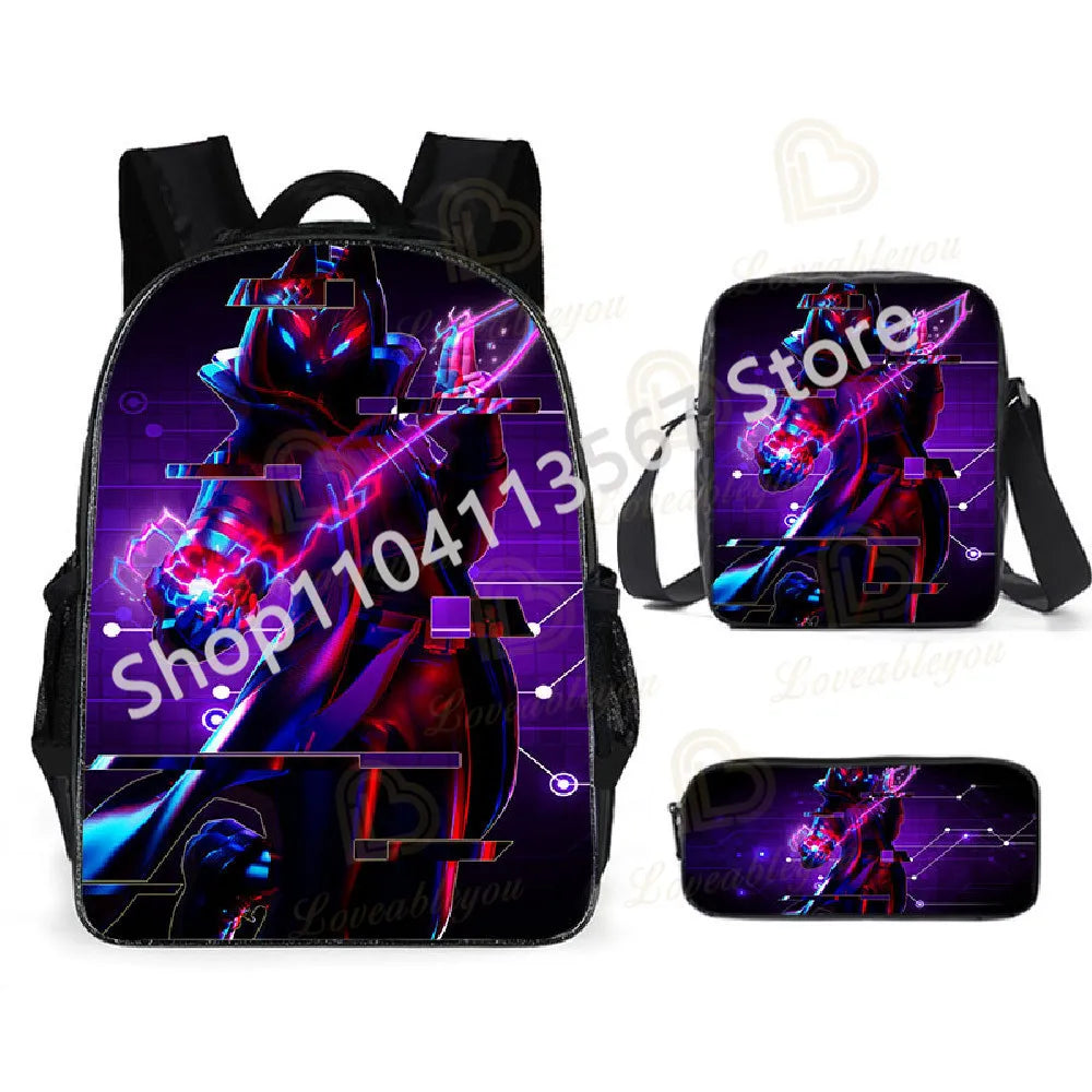 Fortnite Kids 3pcs Backpack Set Women Backpacks Office Stationary for Teenage Girls Boys Laptop Backpack Casual Travel Rucksack