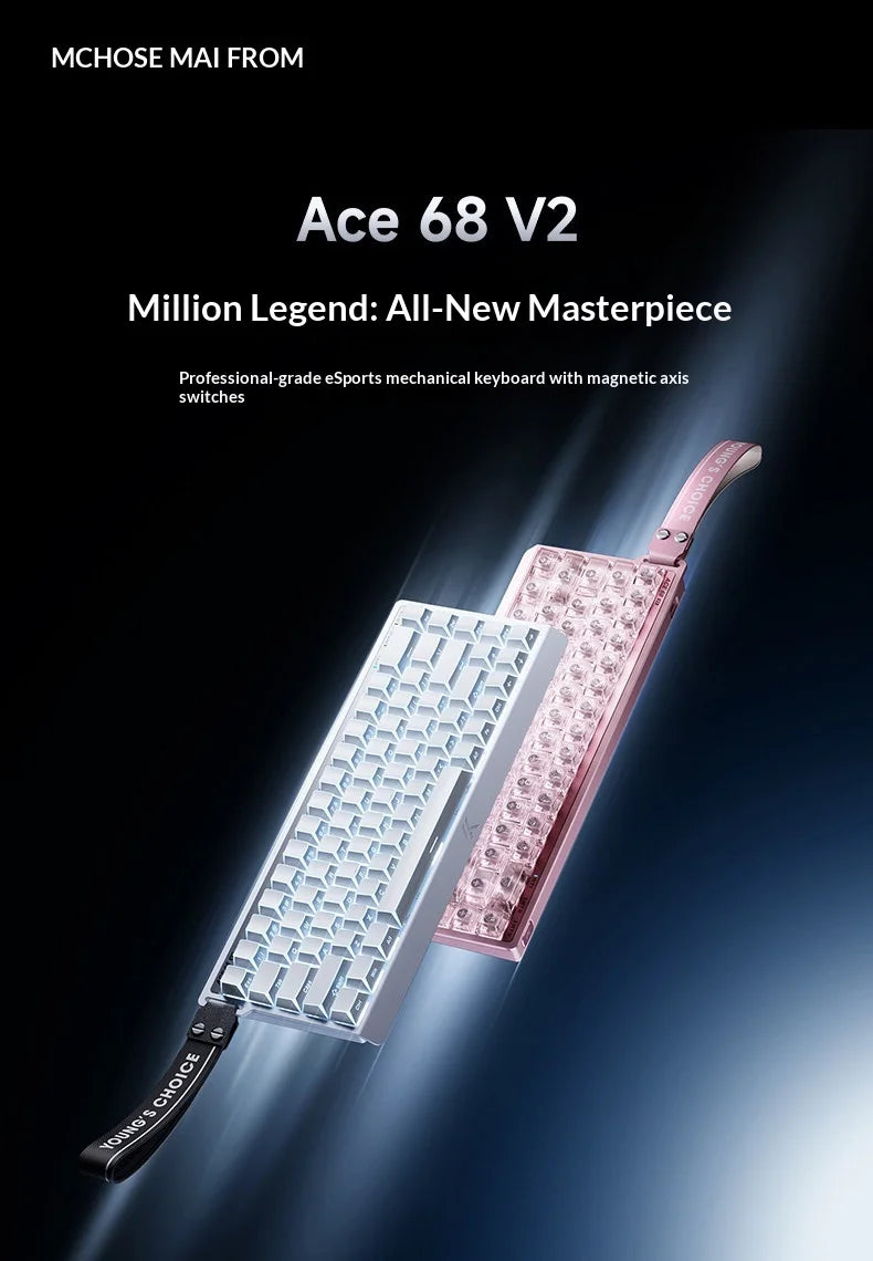 MCHOSE ACE68 V2 Gaming Keyboard Hall Effect 0.001MM RT 8kHz Polling Rate Hot Swappable Support 16K/128K/256K Scan Rate RGB DKS