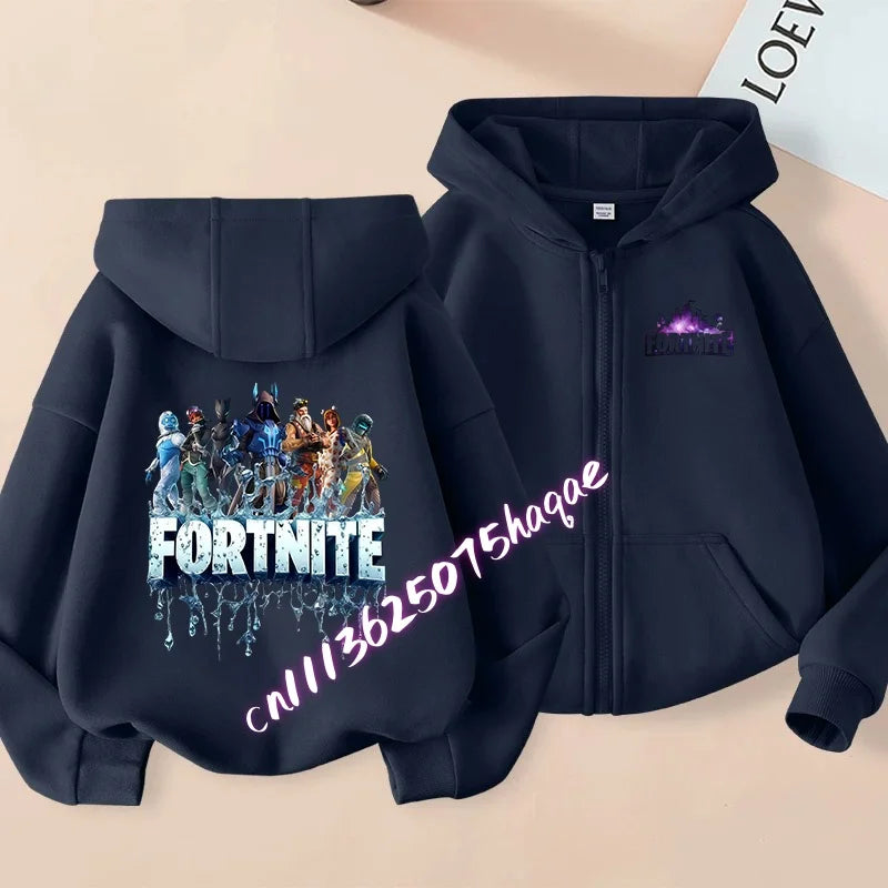 New Fortnites Children Hoodies Coat Cartoon Game Character Printed Zip Up Hoodie Child Autumn Jacket Winter Kids Boys Clothes