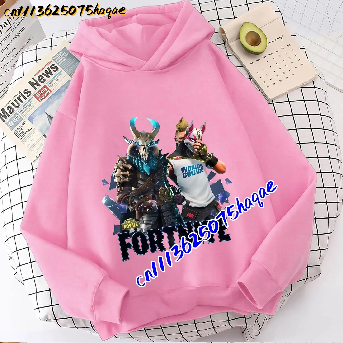 FORTNITED Sweat-shirt pullover com capuz de manga comprida para criança, menina e menino, streetwear, moda anime, roupa infantil, top para bebé, presente