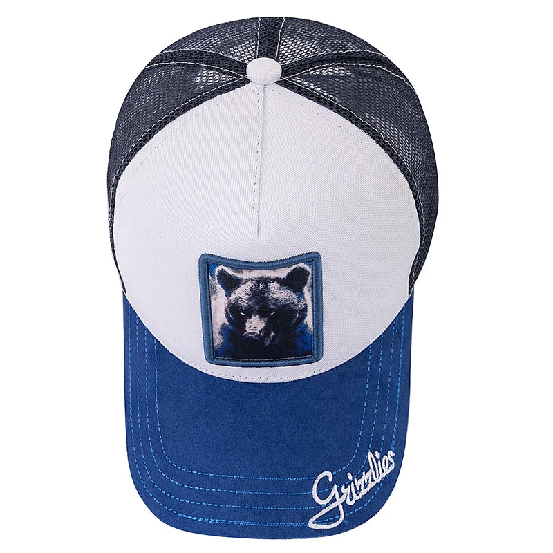 Hot Sale Unisex Trucker Hat Grizzlies Pattern Patch Design Suede Sun Hat Summer Animal Baseball Cap For Men Women ﻿