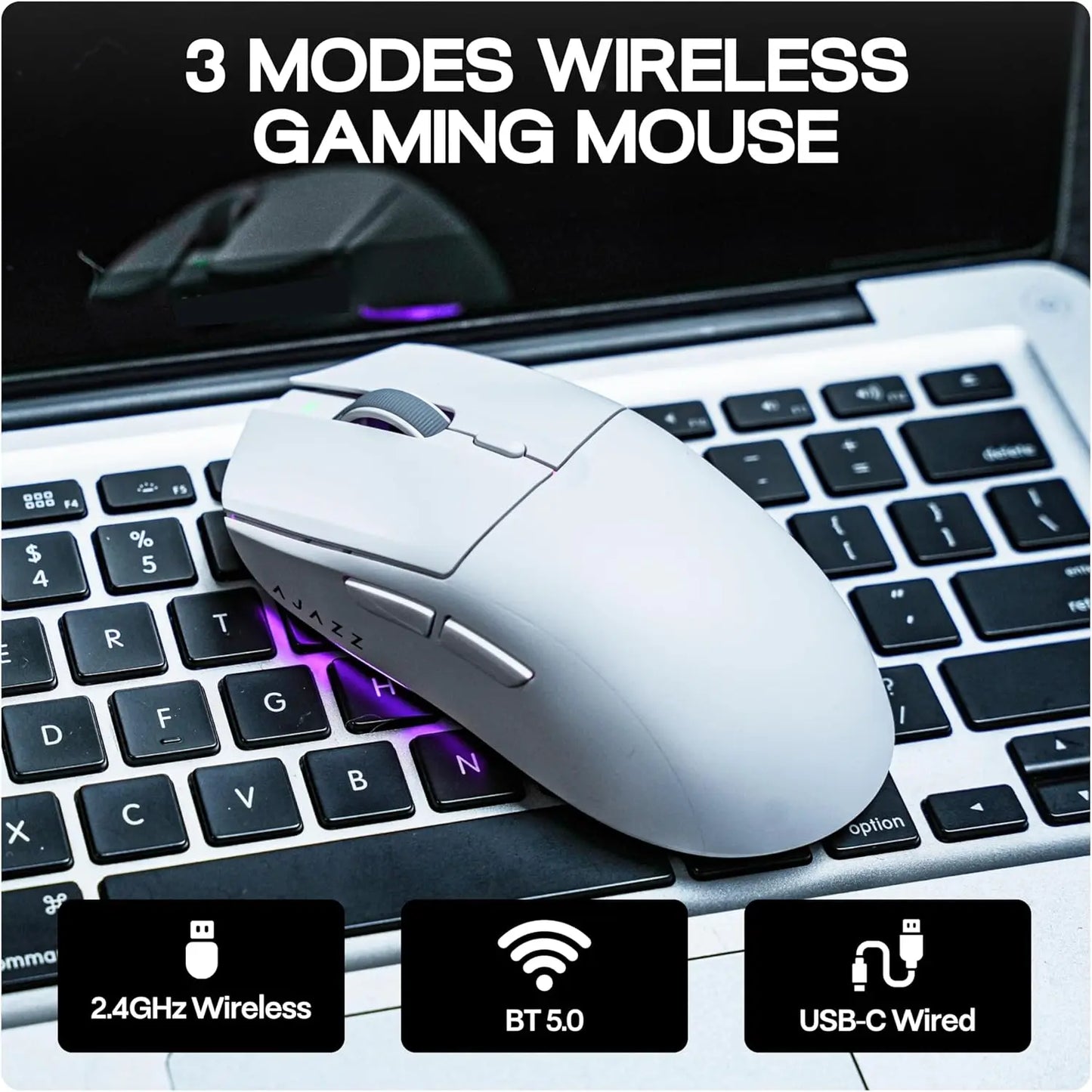 Bezdrátová herní myš AJAZZ AJ139 V2 MC/AJ139 PRO se senzorem PAW3311/PAW3395, 12000DPI/26000DPI, 500mAh, Bluetooth myš pro PC
