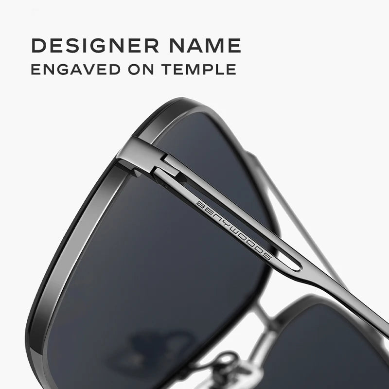 CAPONI Nylon Polarized Sunglasses For Men Square Driving Fashionable Alloy Shades Anti-Glare UV400 Protection Sun Glasses CP1325