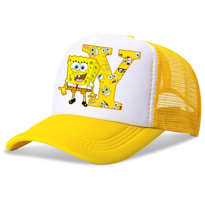 New Spongebob Children Baseball Caps Kawaii Cartoon Letter Printed Hat Kids Casual Sun Hat Adjustable Peaked Cap Birthday Gifts