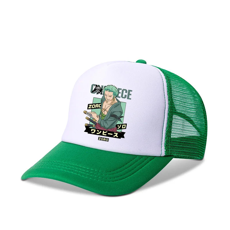 One Piece Baseball Cap Kids Anime Printed Adjustable Mesh Hat Visors Peaked Caps Sunshade Hats Outdoor Headwear Accessories Gift
