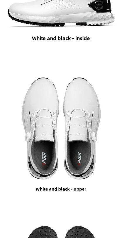 PGM Men's Golf Shoes, Comfortable Cushioned Sneakers with Knobs, Lace-Up, Waterproof and Anti-Slip, Height Increase XZ408