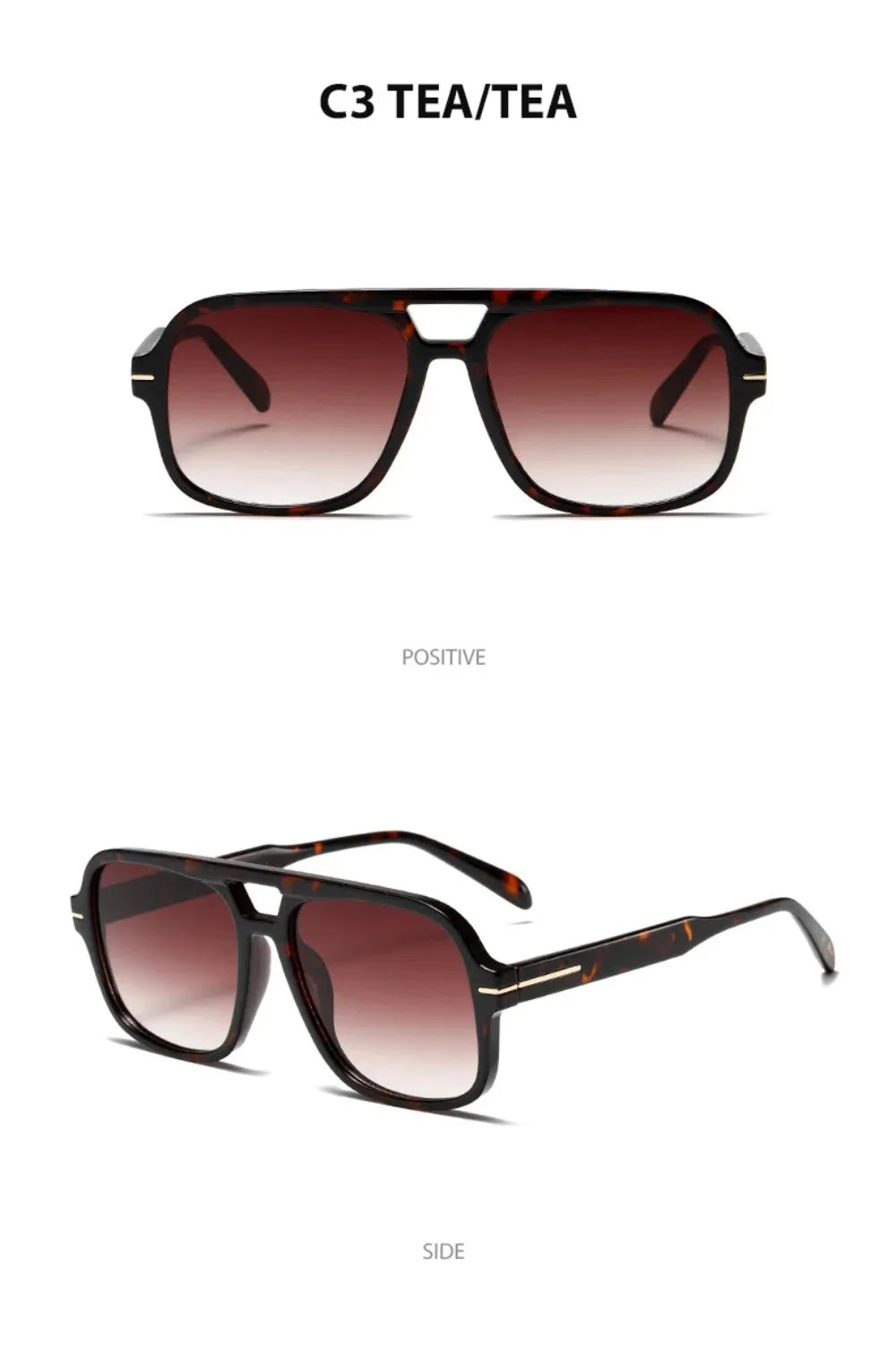 3507 Double Bridge Square Fashion Sunglasses - UV400 Vintage Pilot Style Shades, Retro Classic Sun Glasses for Men Women 411240