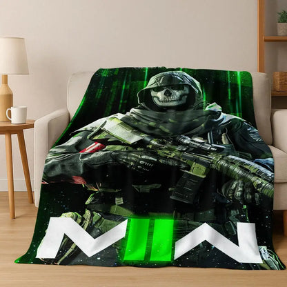 Classic Game Call of Duty Ghost Simon Cartoon Art Flannel Blanket,Cozy Soft Throw Blanket for Home Bedroom Bed Sofa Cover Kid