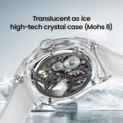 AGELOCER Limited Edition „Ice Never Melts“ Luxuriöse mechanische Handaufzugsuhr mit Free-sprung Crystal Tourbillon