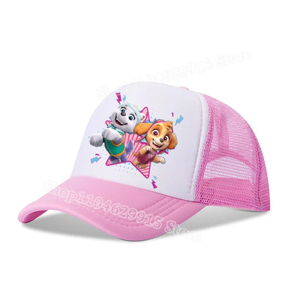 Paw Patrols Baseball Cap Cartoon Anime Skye Chase Print Girls Sun Headwear Summer Athleisure Adjustable Mesh Hats Birthday Gift