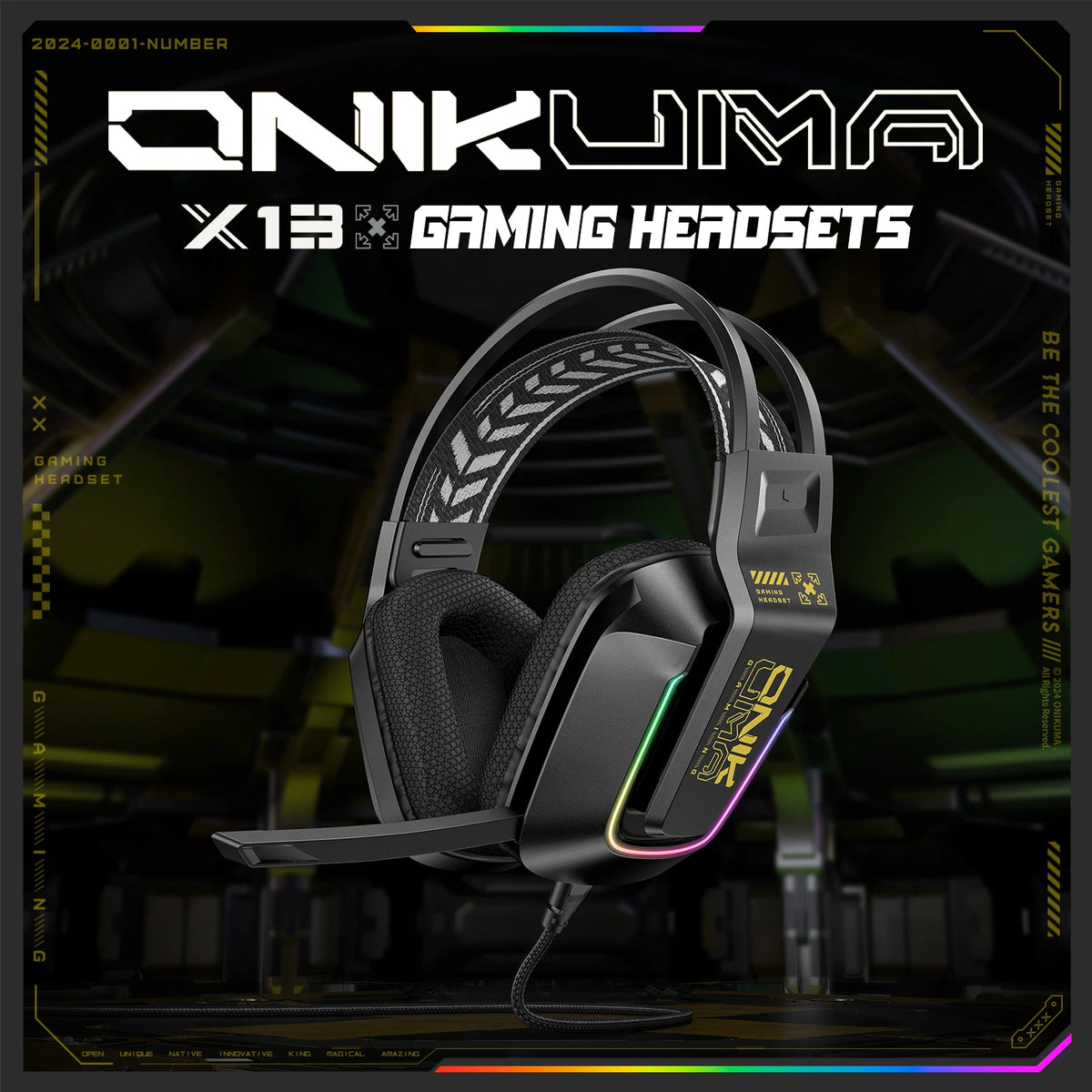 ONIKUMA X13 sur l'oreille casque de jeu filaire suppression écouteurs rose oreilles de chat lumière Rgb avec micro pour PC PS4