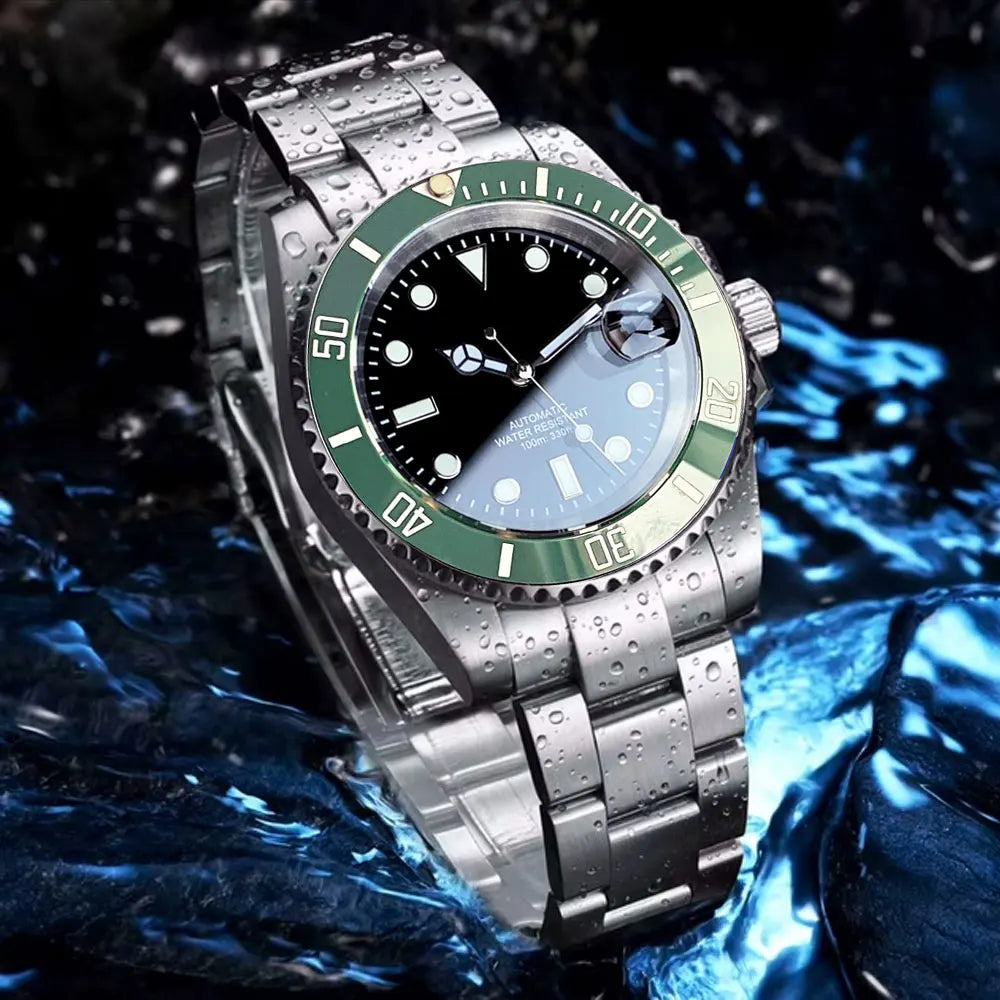 Reloj automático para hombre Miyota8215 resistente al agua 200m, reloj de buceo 40mm, movimiento mecánico, luminoso, correa Jubilee y hebilla Glide Lock