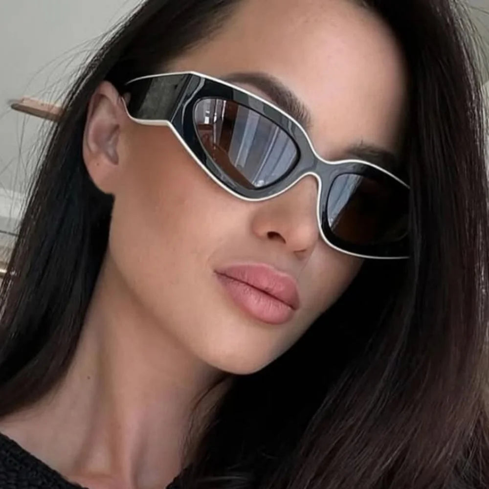 Steampunk Cat Eye Sunglasses Women Men Black-white Frames Trendy Sun Glasses Fashion Retro Vintage Accessories Shades Eyewear
