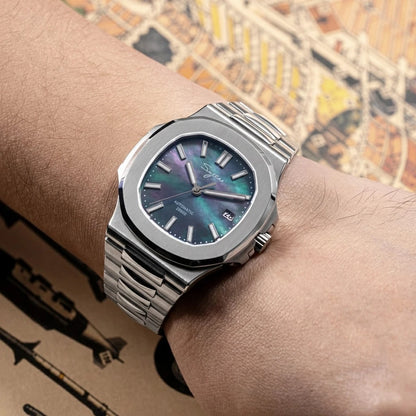 Reloj de hombre Sugess automático mecánico, movimiento Miyota 9015, esfera MOP, luminoso, resistente al agua 5bar, brazalete de lujo S466