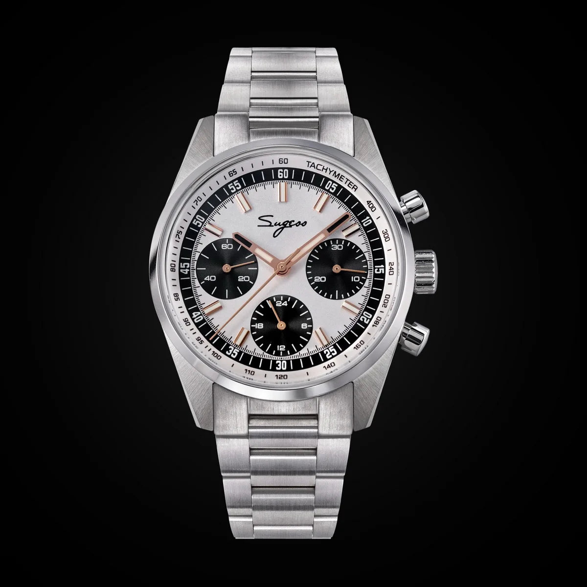 Sugess Mens Watch 38mm Chronograph Mechanical Wristwatches Tianjin Gooseneck Movement Sapphire Crystal Roulette Dial S465 new