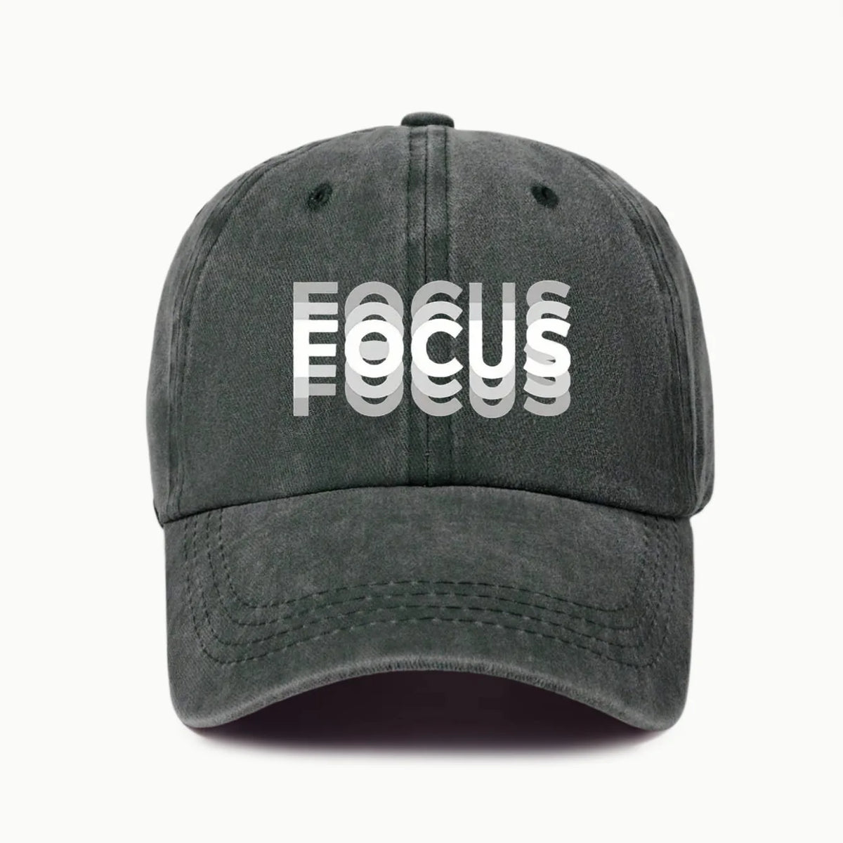 Gorra de béisbol de estilo clásico ajustable de algodón lavado con estampado FOCUS, gorra deportiva tipo «pico de pato» para hombre y mujer