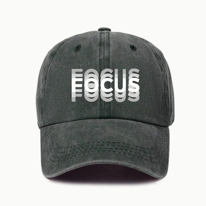 Gorra de béisbol de estilo clásico ajustable de algodón lavado con estampado FOCUS, gorra deportiva tipo «pico de pato» para hombre y mujer