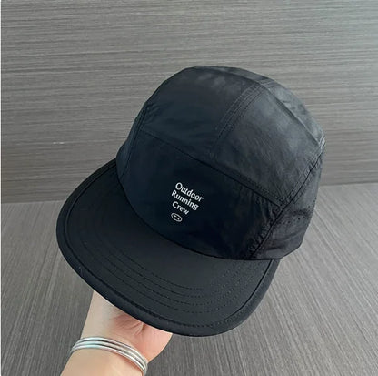 5-panels löparkeps för män och kvinnor, lätt, snabbtorkande nylonkeps för utomhussport, andningsbar, baseballkeps med platt skärm