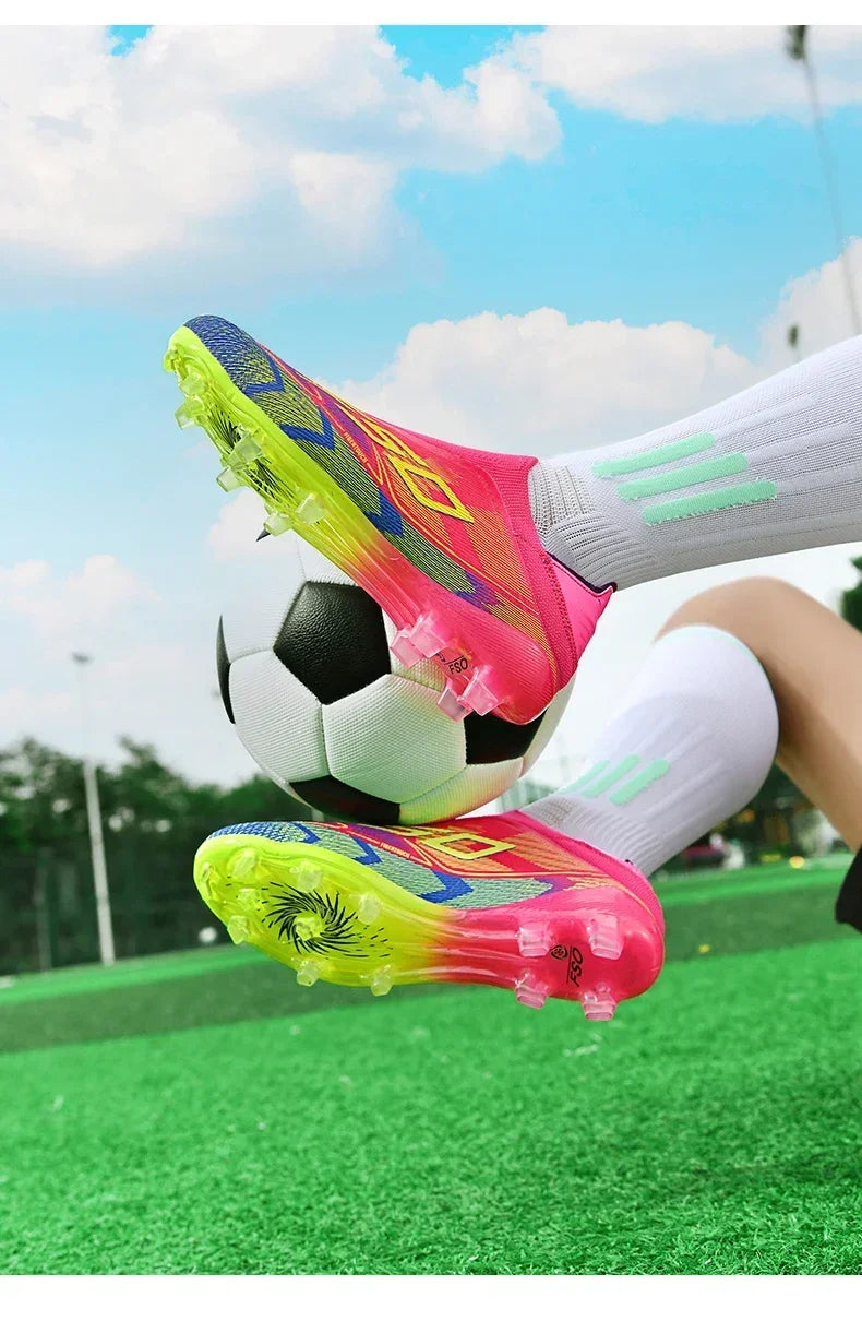 Nouvelles chaussures de football pour hommes, crampons de haute qualité, bottes de football pour terrain en herbe, idéales pour les matchs en extérieur, baskets légères mi-hautes, très vendues, antidérapantes, pour l'e
