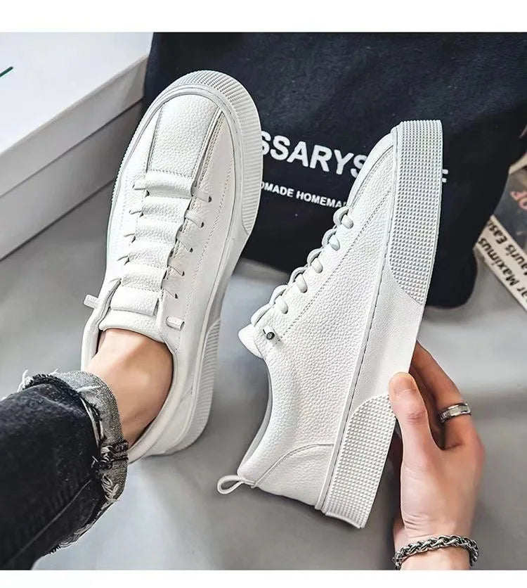 Heren sneakers, casual schoenen, heren platte schoenen, zapatillas hombre, lichtgewicht PU-leer, ademende schoenen, witte sportschoenen voor heren